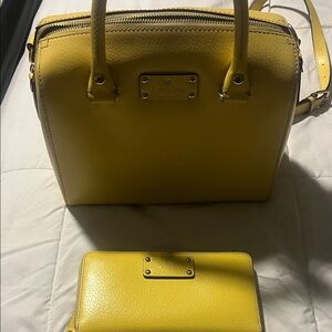 Yellow Designer Handbag and Wallet Set